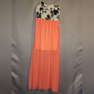 Coral Strapless Maxi Filly Flair Dress